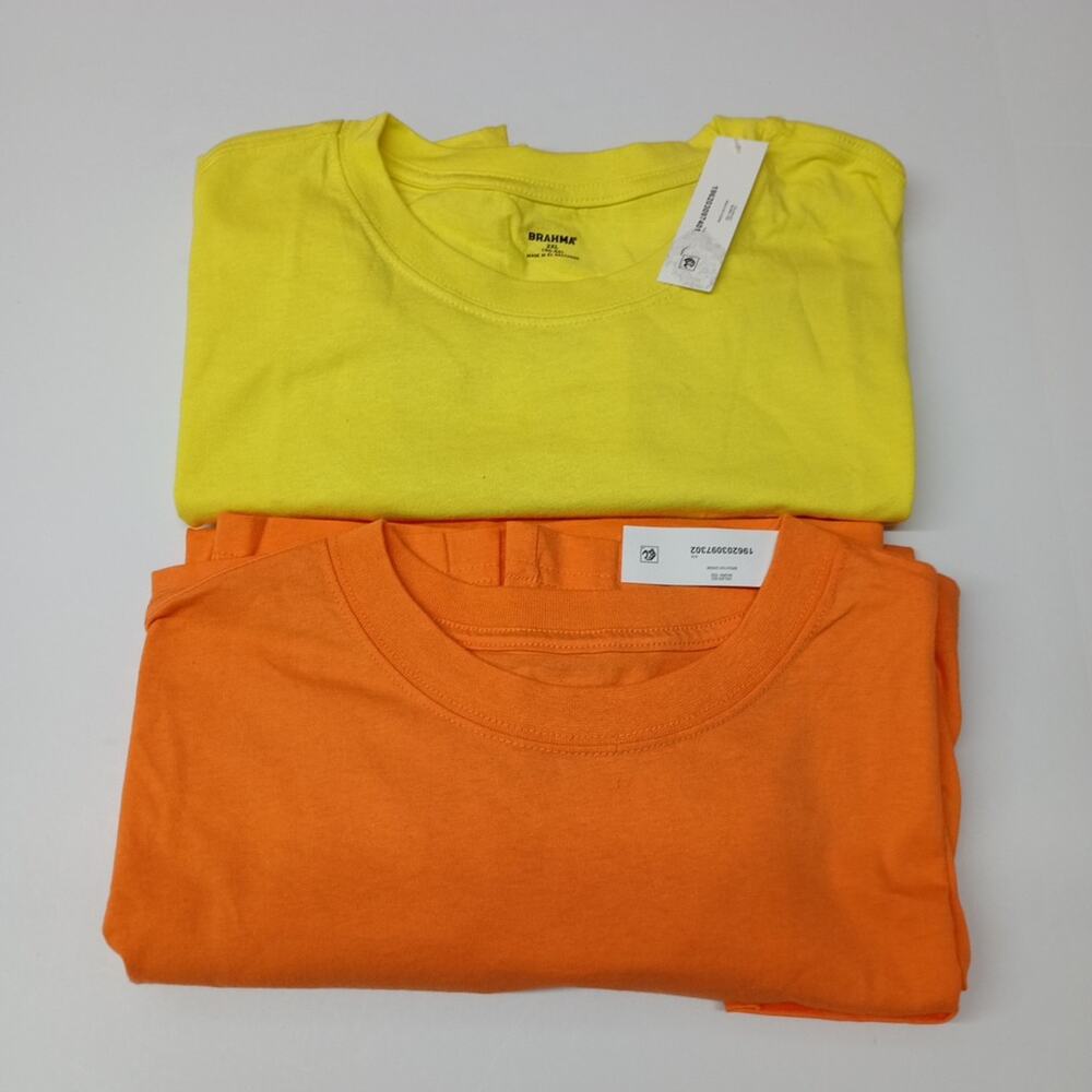2‎ Brahma Work T-Shirt 2XL 50-52 Orange And Yellow Pocket Tee